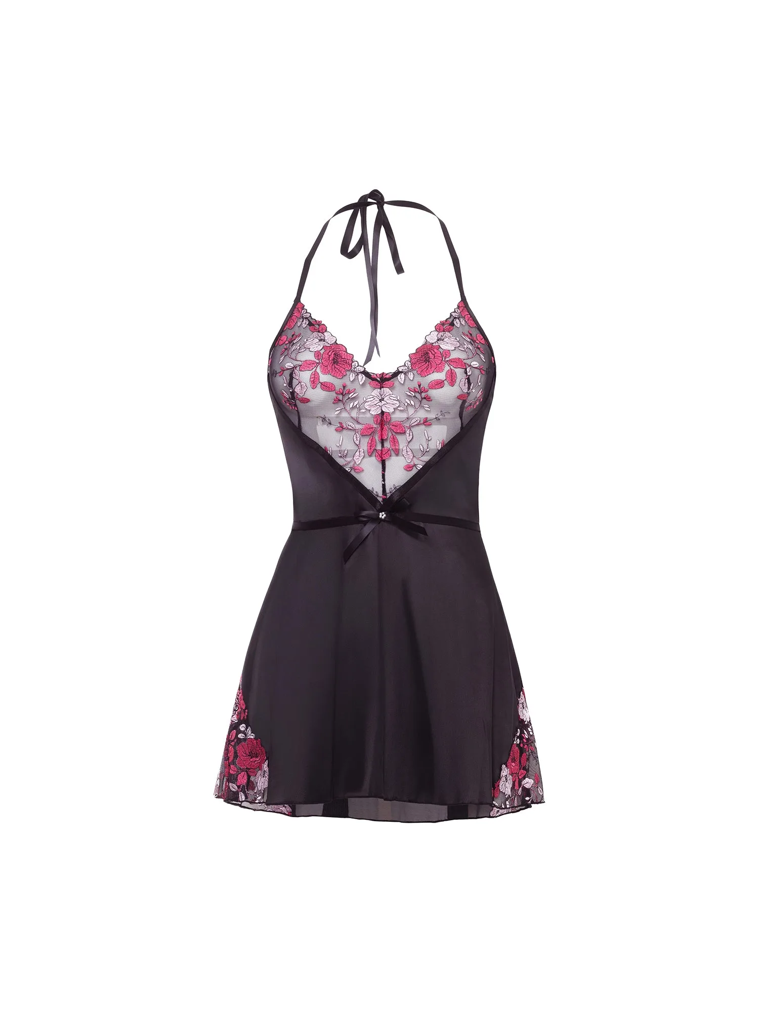 Nuisette Curvy Fleur en satin brodé