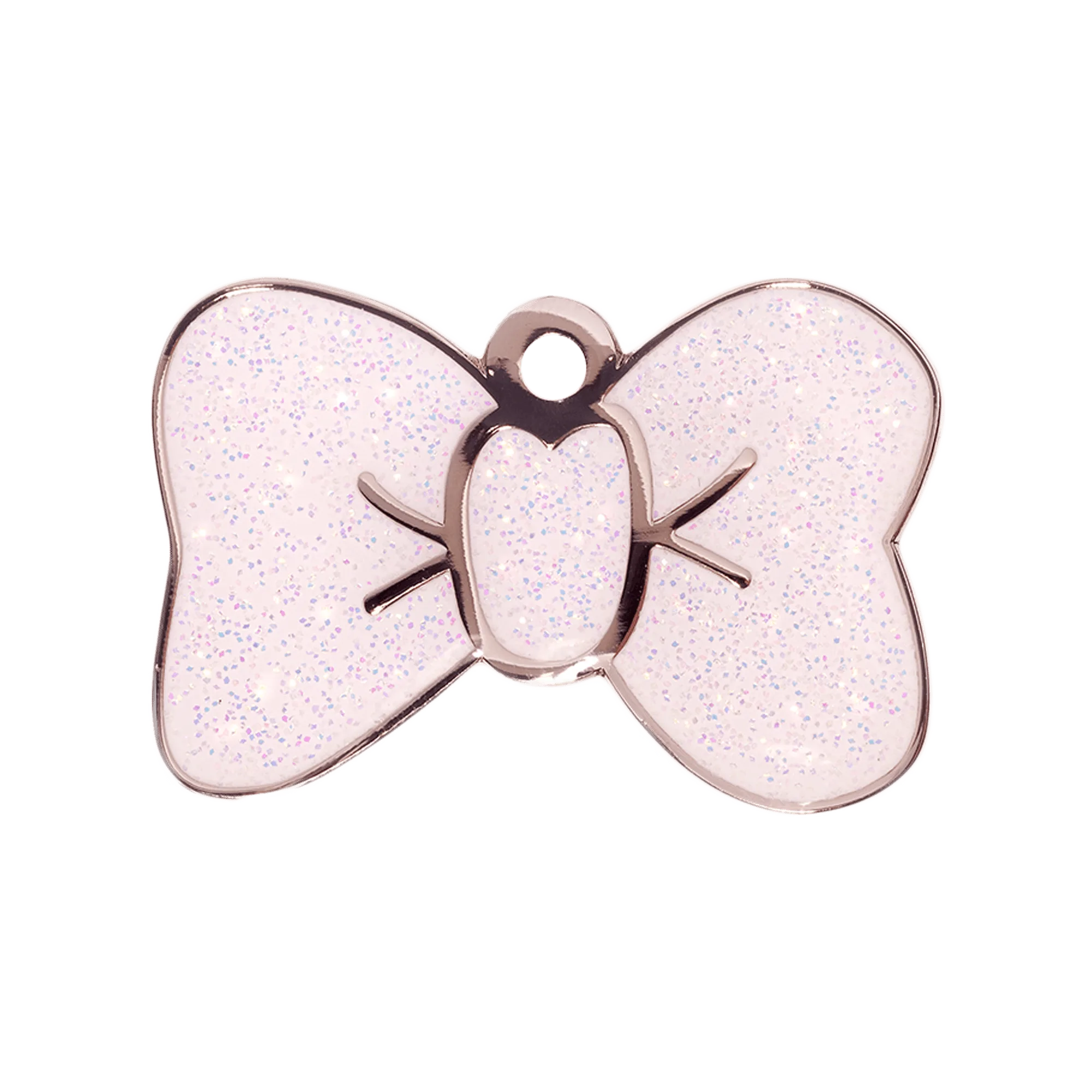 White Sparkle Small Bow Tie Pet ID Tag