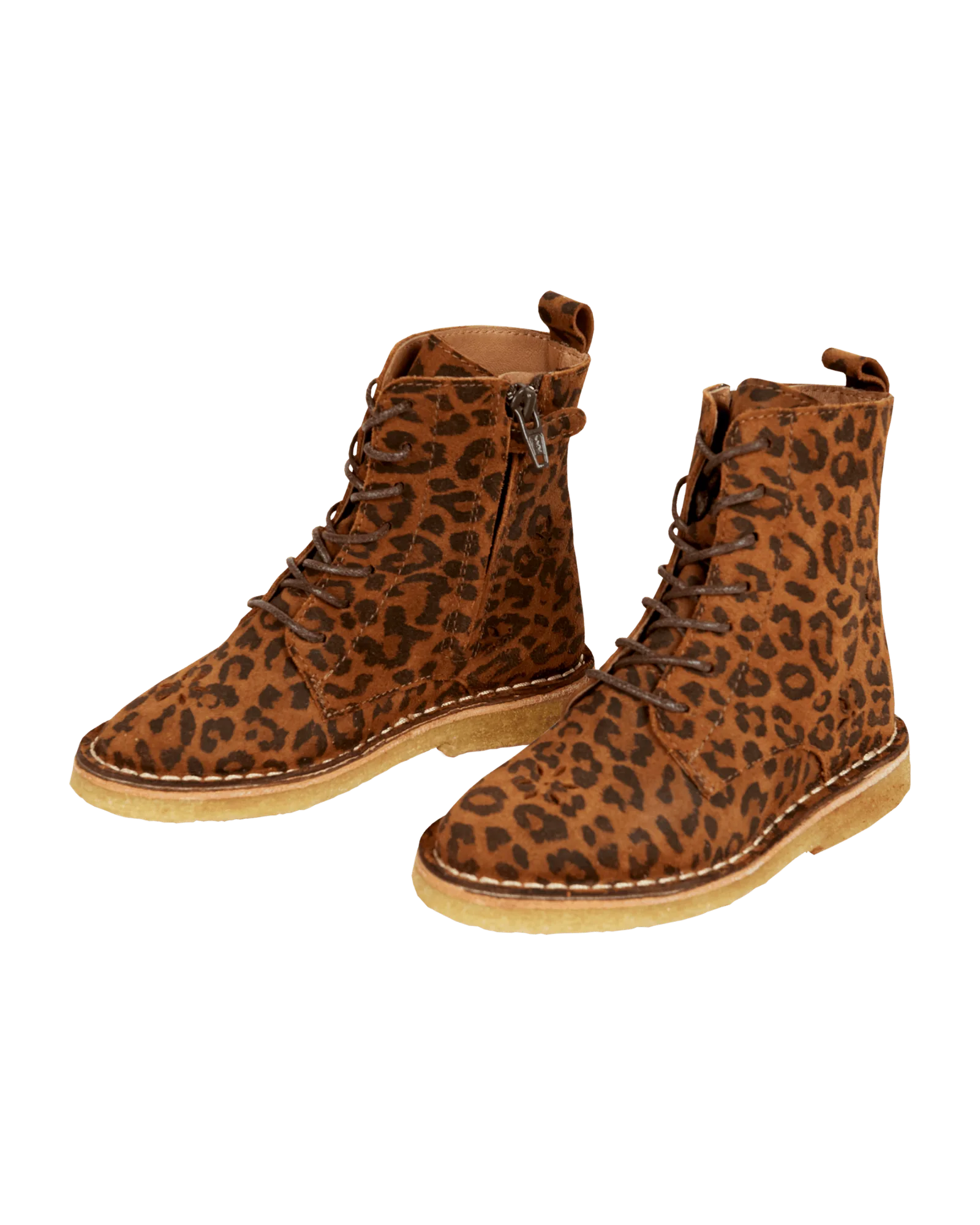 Boots à lacets - Cuir léopard brun