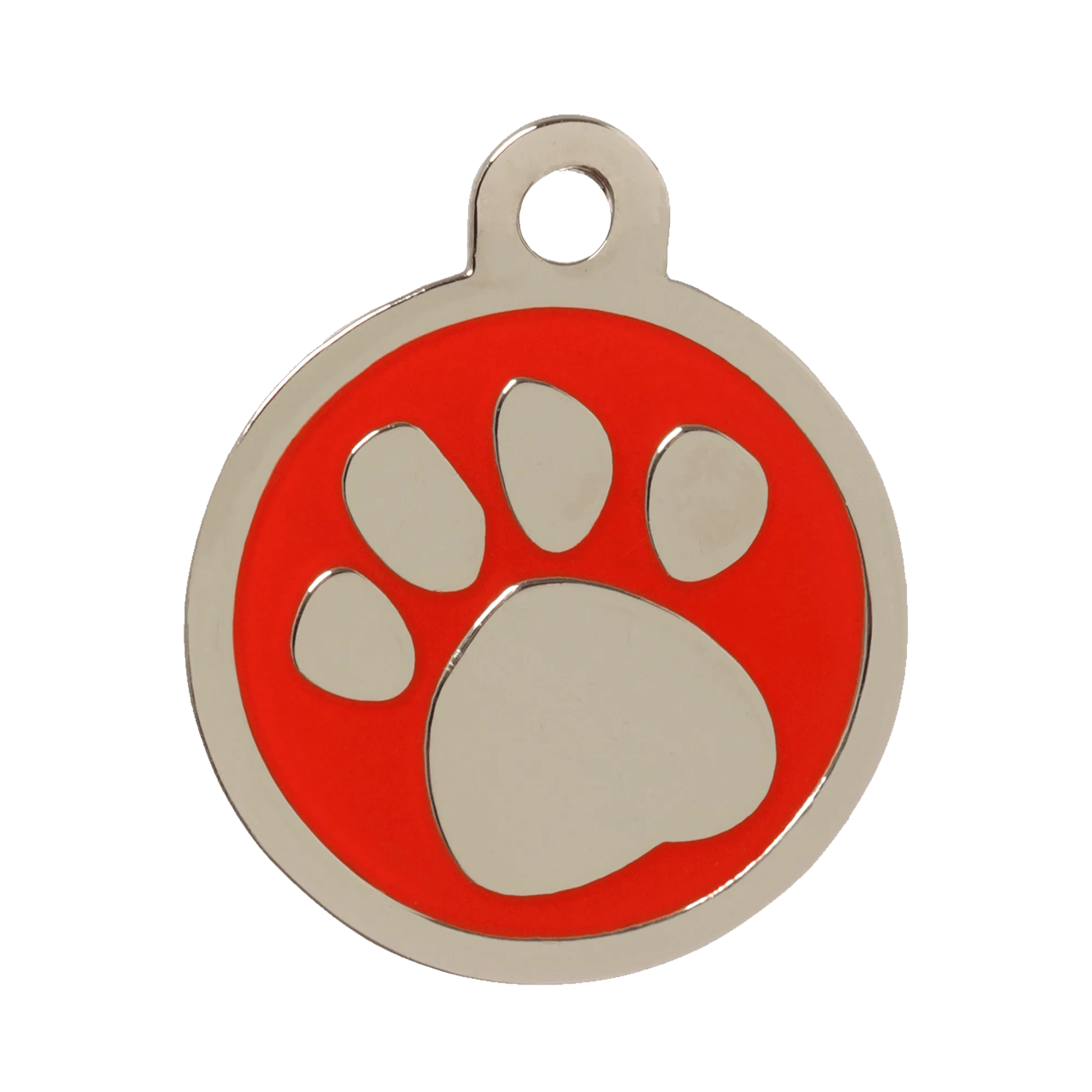 Pawprint Design Red Dog ID Tag