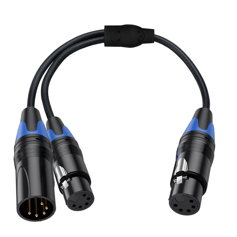 5 Pin XLR DMX Splitter Cable 1 Female to 1 Female + 1 Male 0.5m Y Cable for Stage Lighting Signal