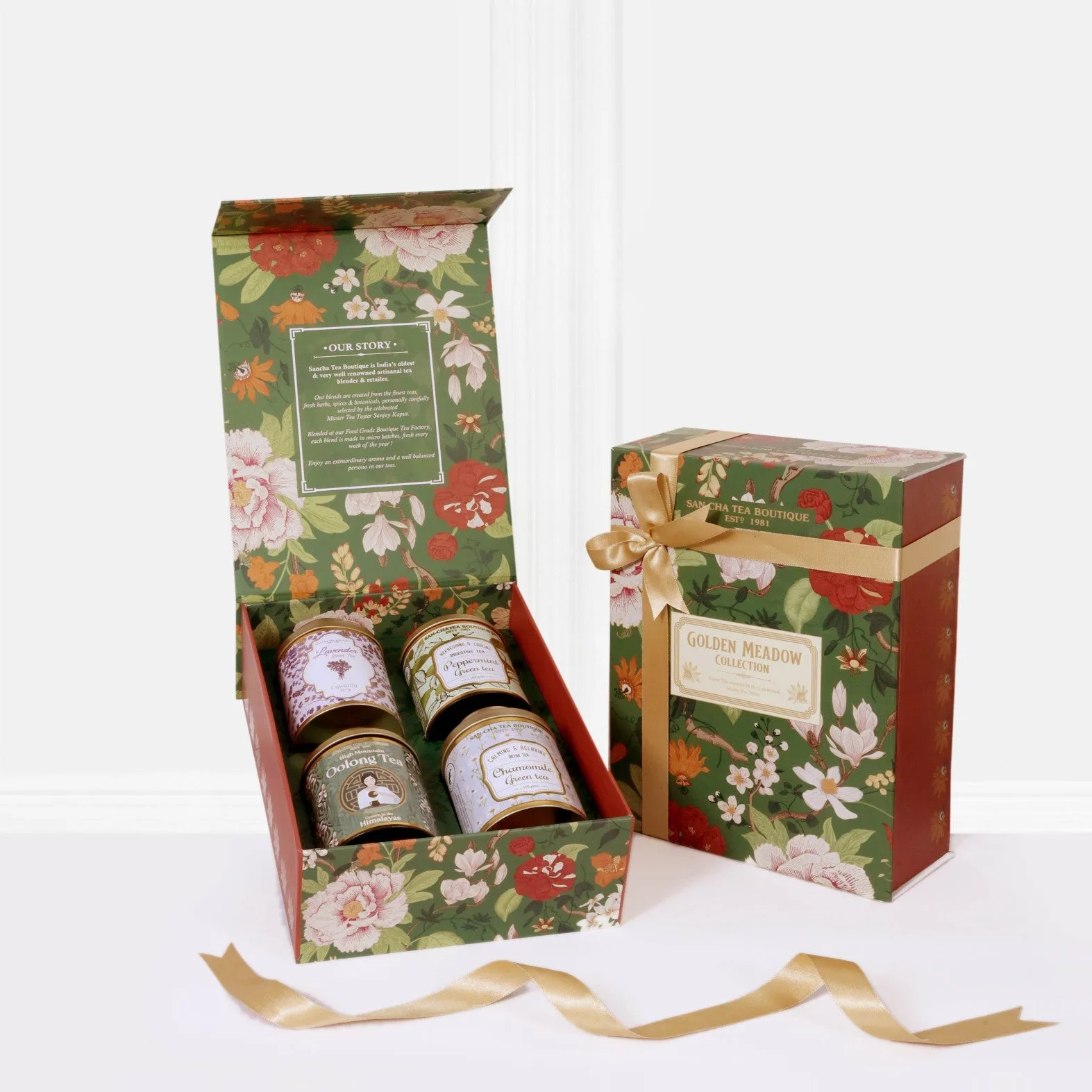 Zestaw herbaciany Golden Meadow | 4 herbaty wellness w luksusowym pudełku