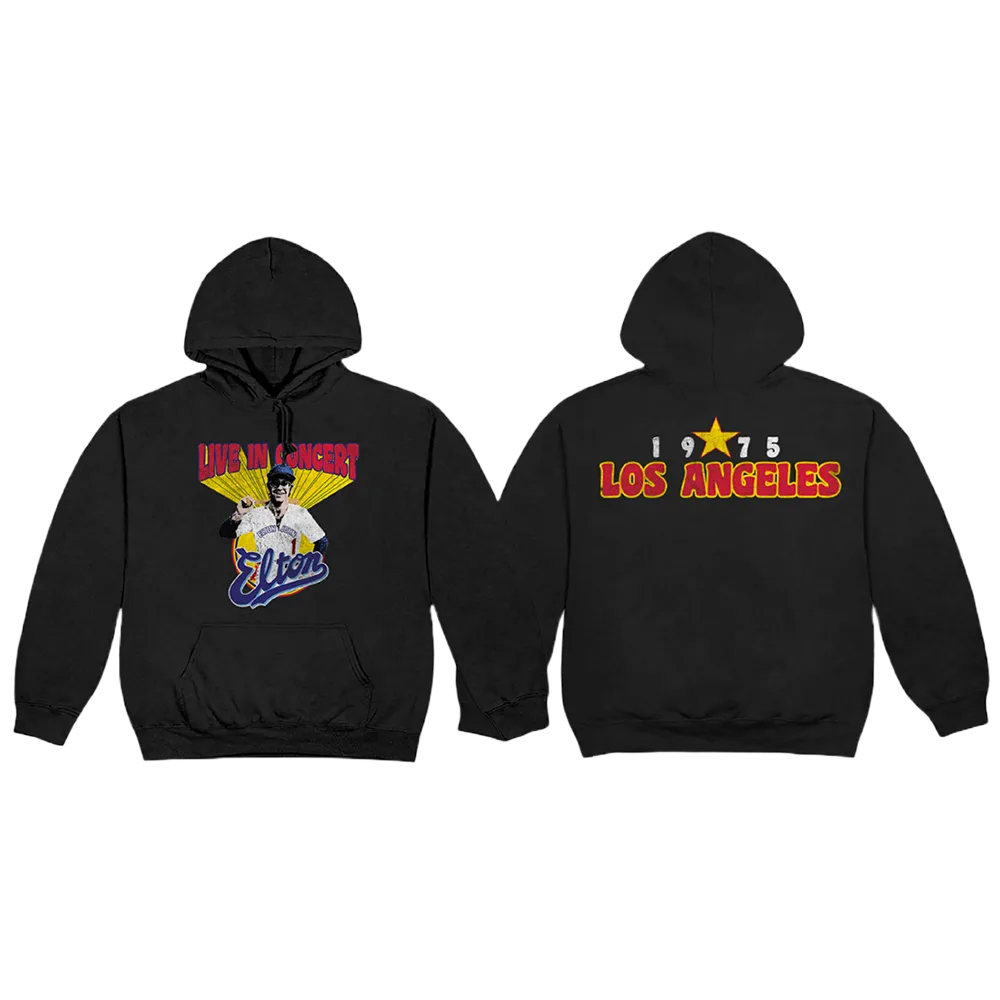 Elton Live In LA 1975 Zwarte Hoodie