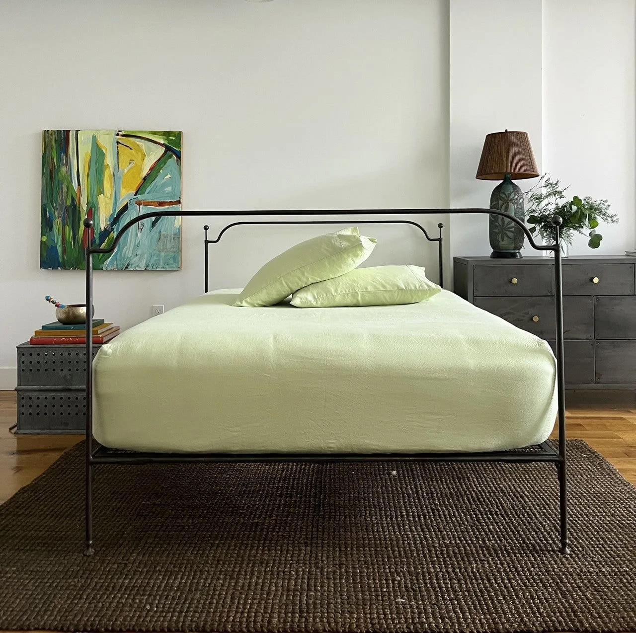 Mint Linen Fitted Sheet