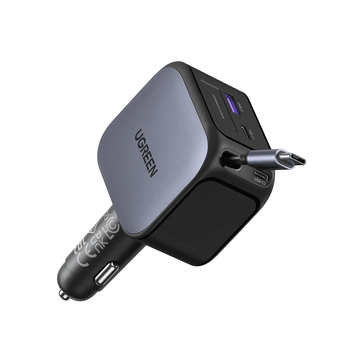 UGREEN Nexode Autolader 145W mit einziehbarem USB-C-Kabel