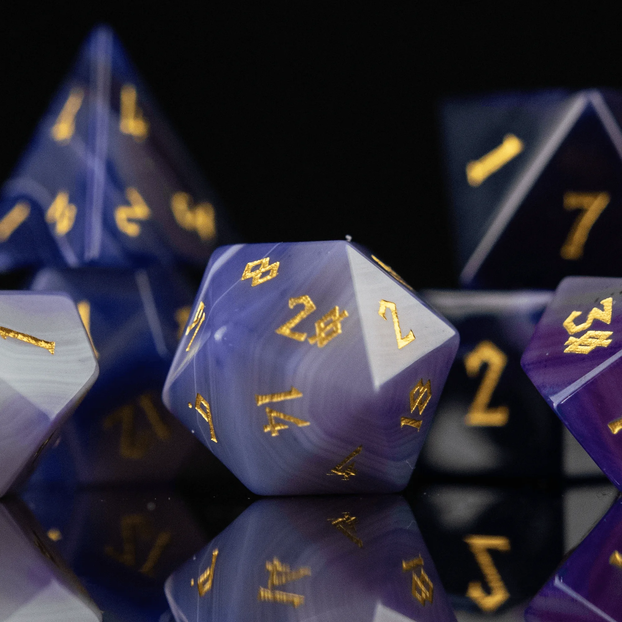 Pre-Order || Purple Agate Stone Dice Set