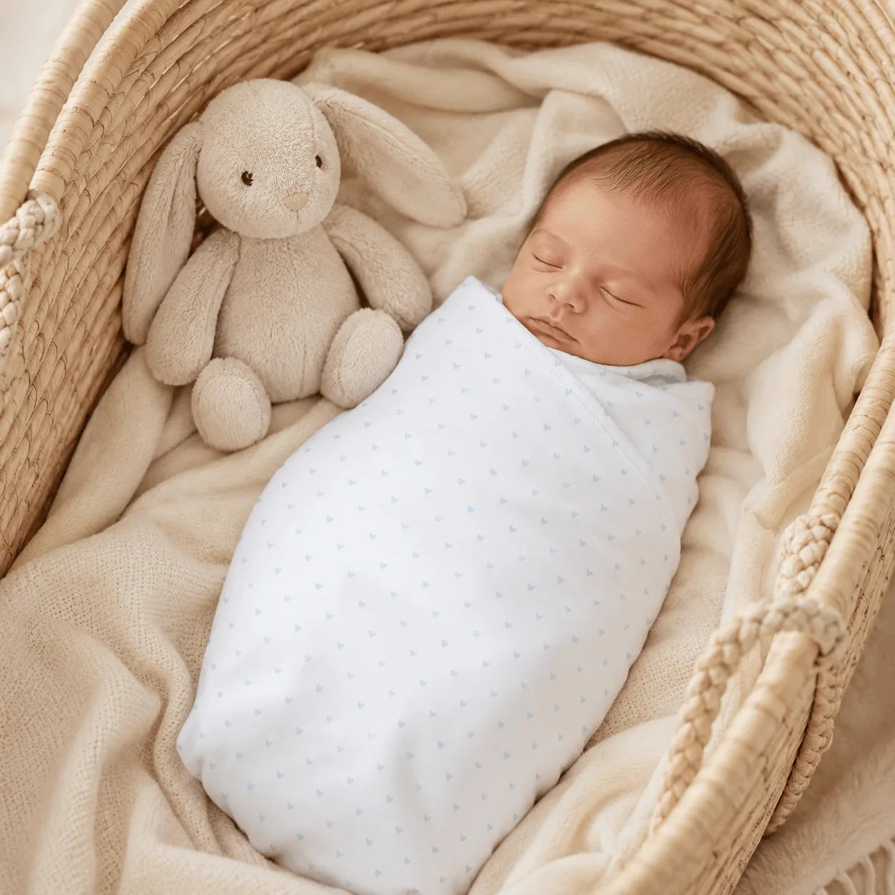 Organic Egyptian Cotton Receiving Blanket – Blue Heart Print