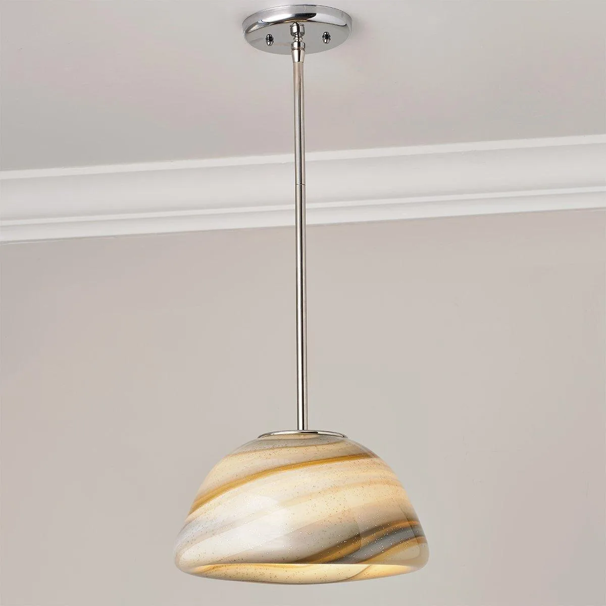 Desert Gold Art Glass Pendant - Dome