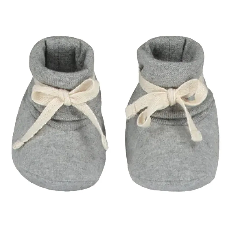 Baby Ribbed Booties ''Grey Melange'' Organic Cotton