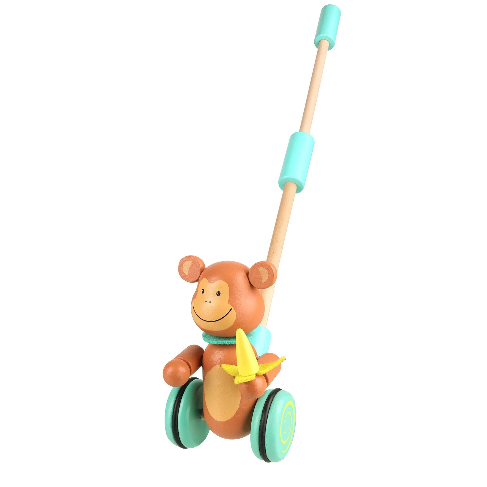 Como brincar com o novo brinquedo de empurrar macaco