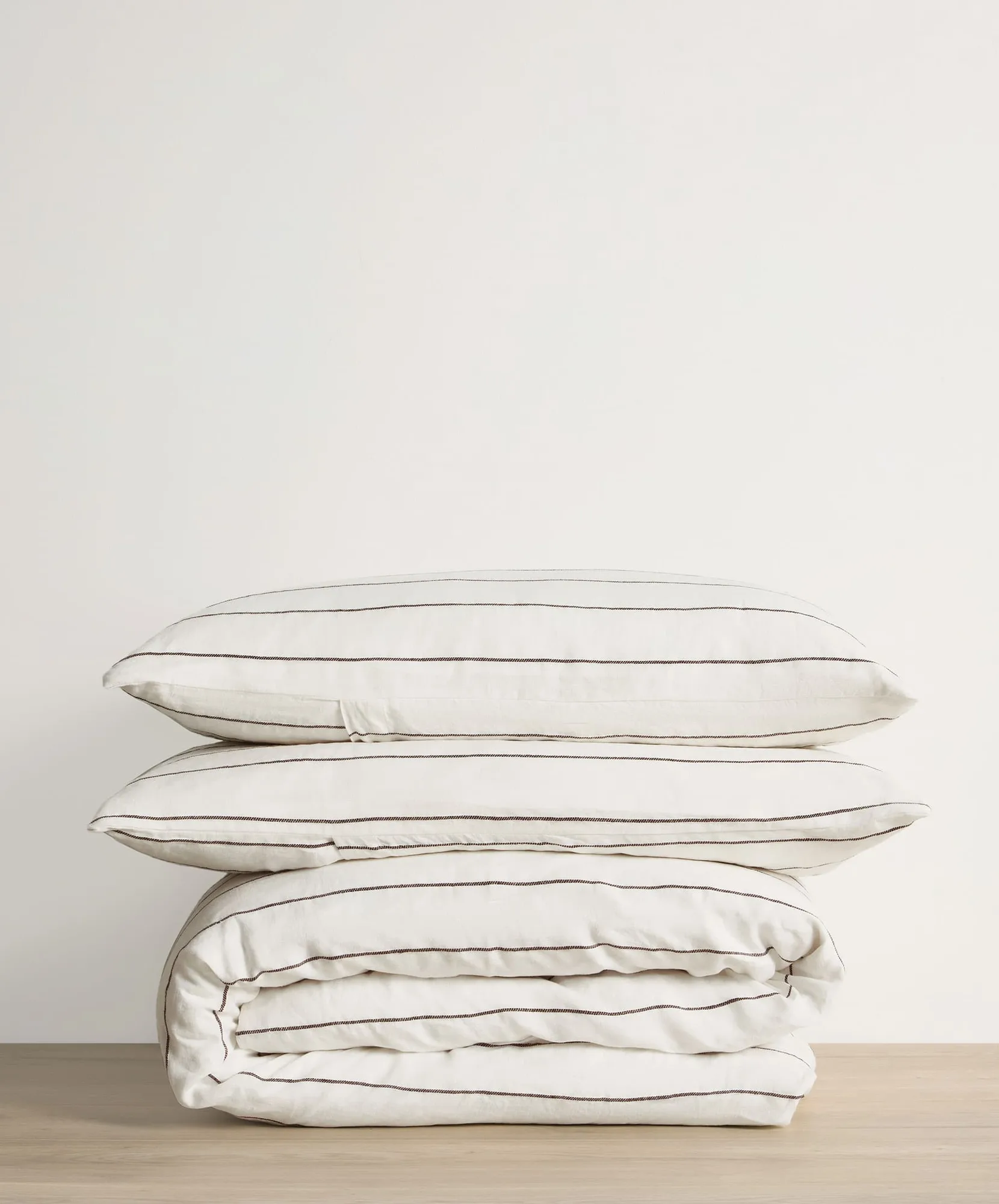 Linen Duvet Cover Set - Truffle Stripe