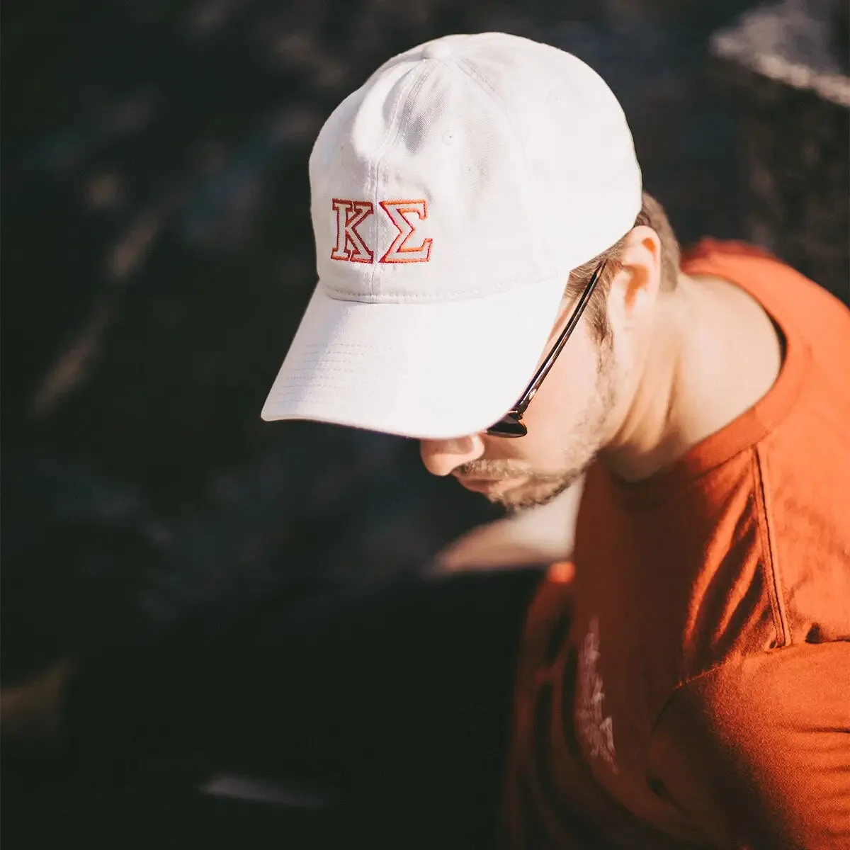 Kappa Sig White Greek Letter Adjustable Hat