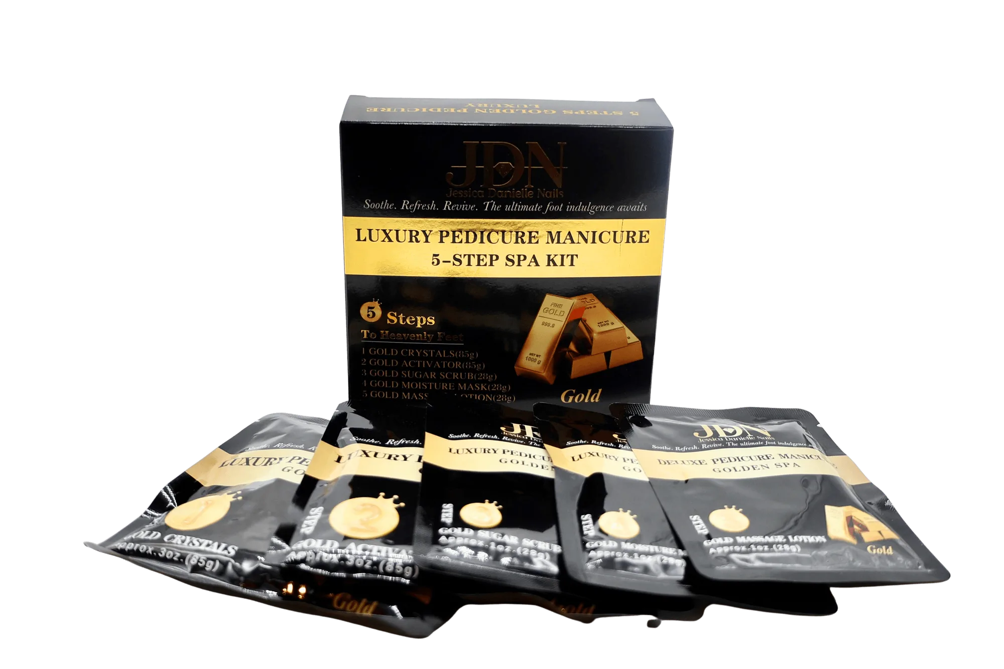 Kit spa doré luxe 5 étapes : contenu et guide d'utilisation