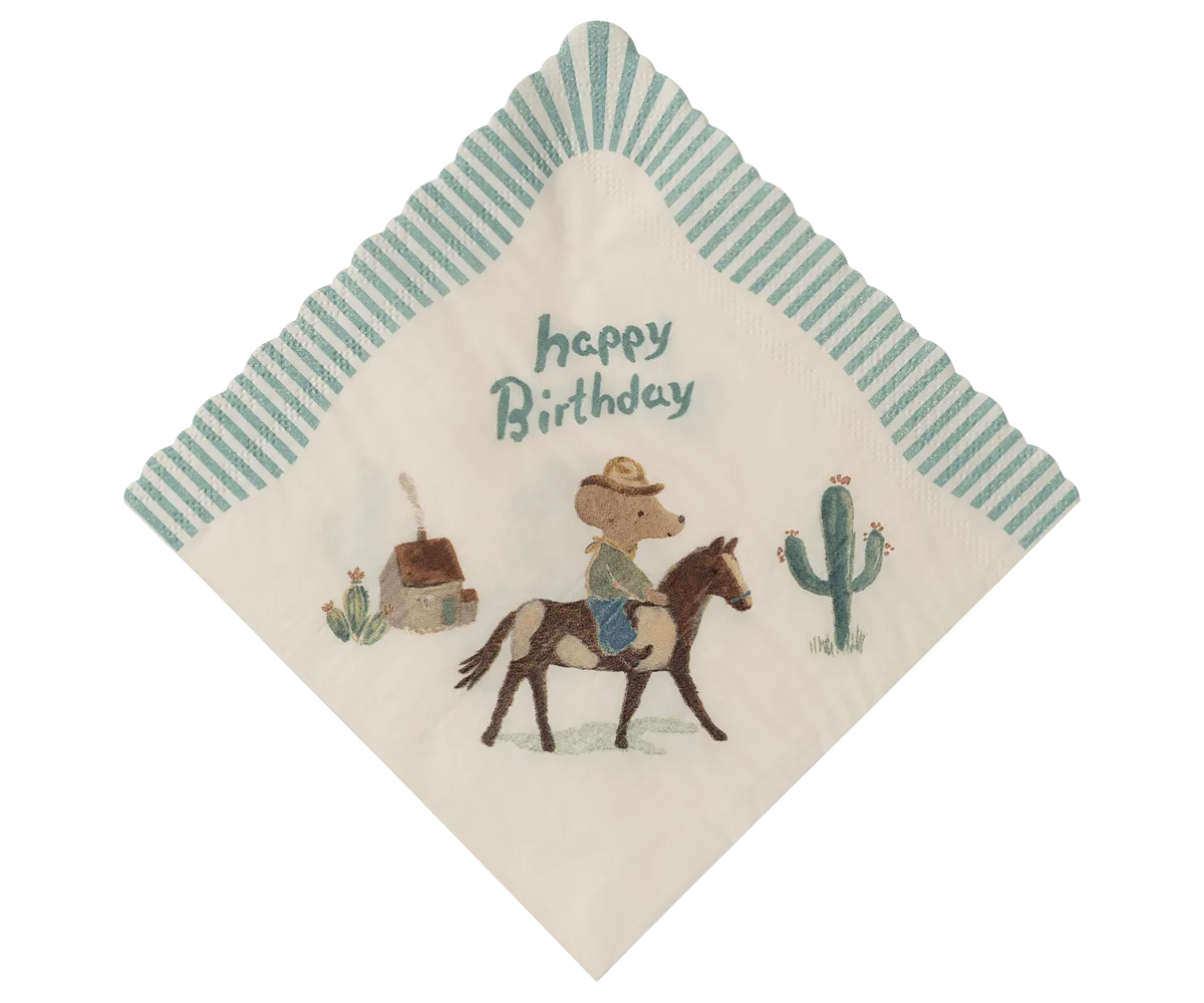 Napkin, Happy birthday - Cowboy (20 pcs)