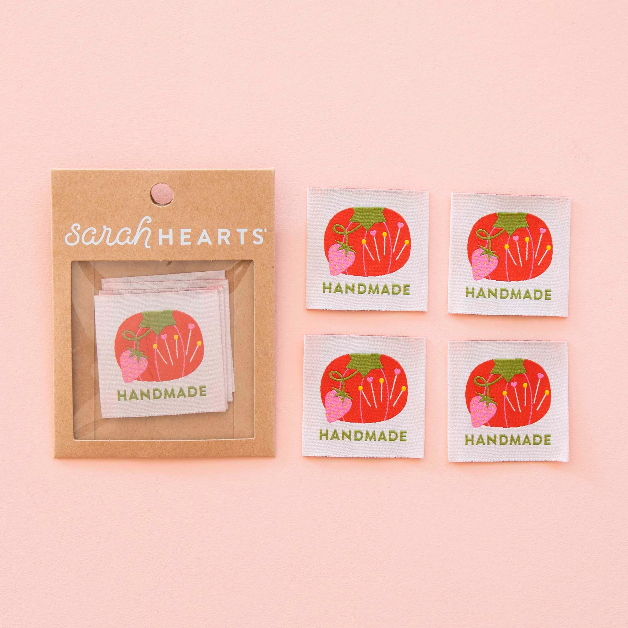 Tomato Pincushion Handmade Large Woven Sewing Labels