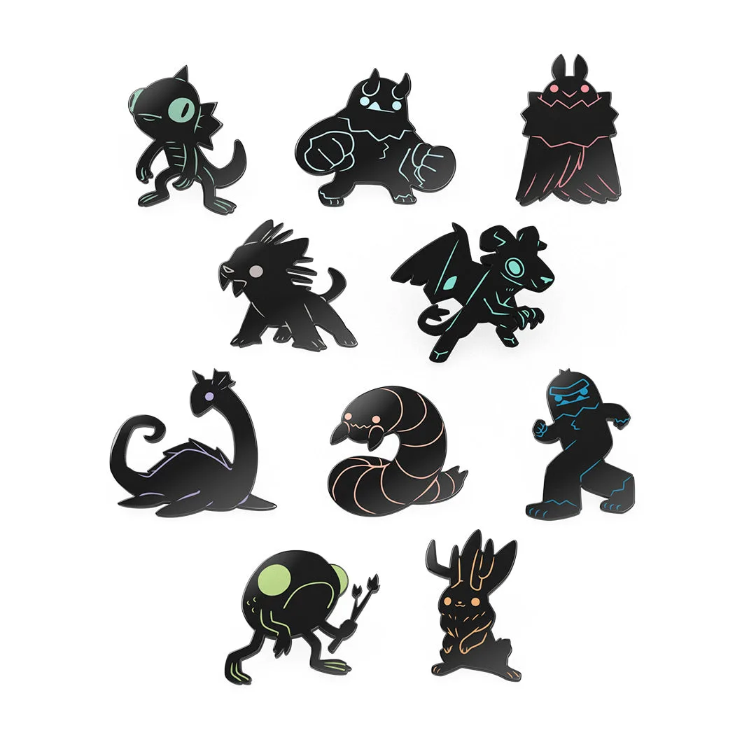 Glow-in-the-dark emaill pins tentoonstellen