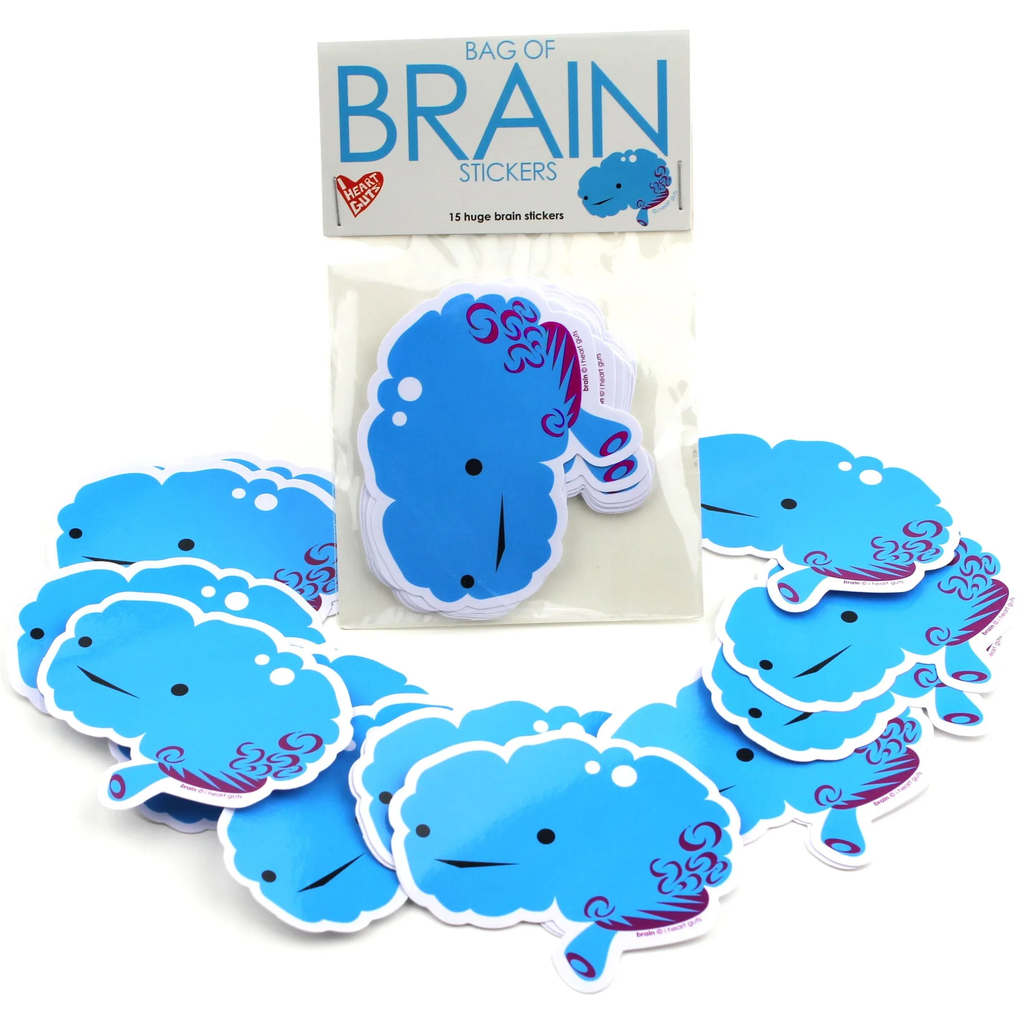Bolsa de pegatinas de cerebro - 15 pegatinas de cerebro