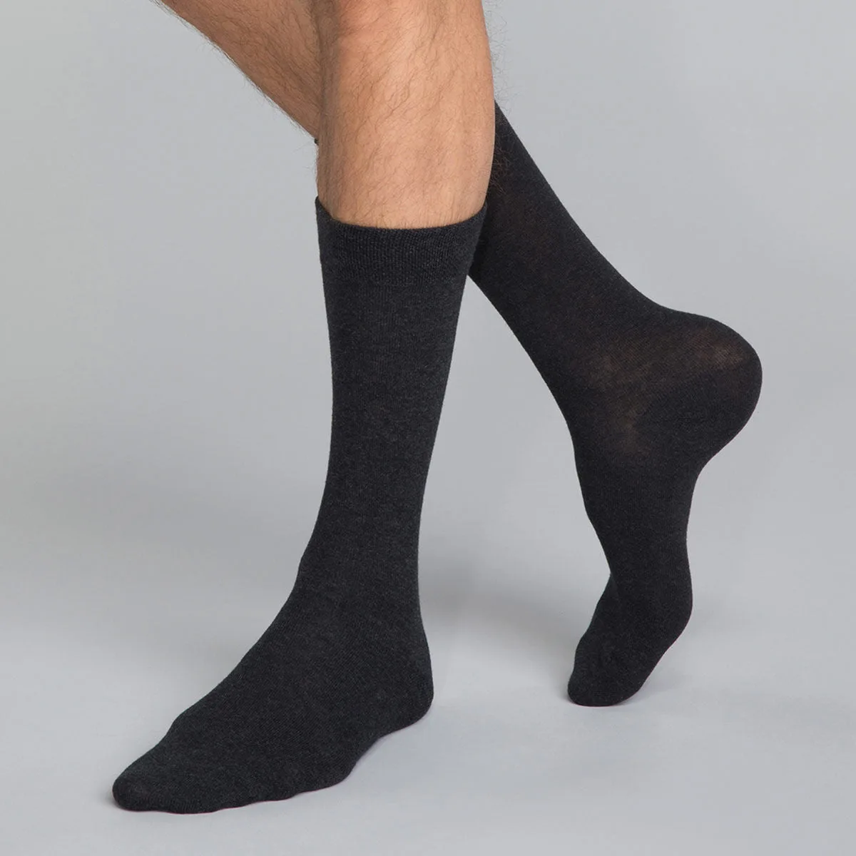جوارب نصفية قطن X3 رمادي داكن رجالية Basic Coton