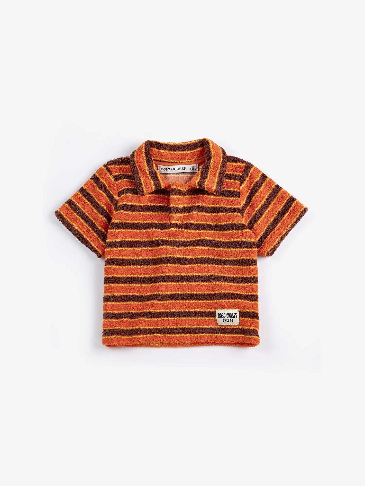 Striped brick terry cloth polo