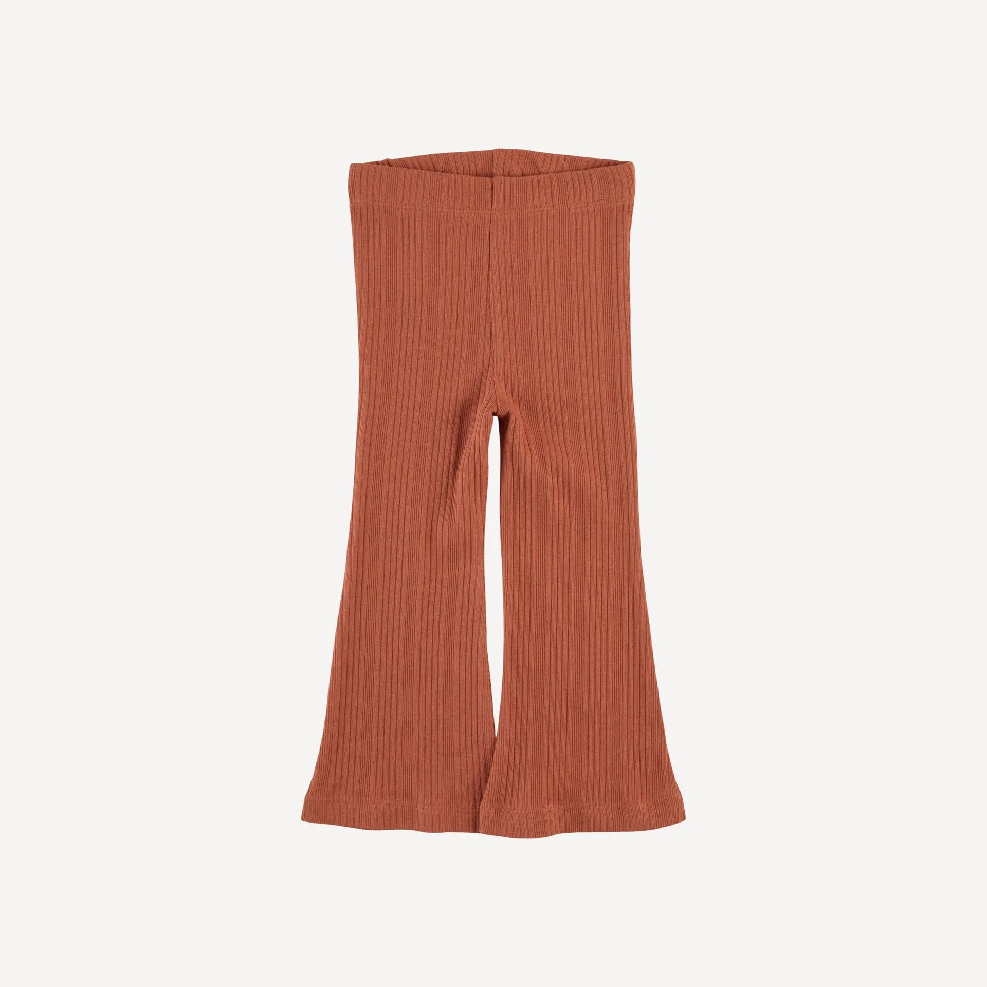 flare leg pant | rust | organic cotton multi rib