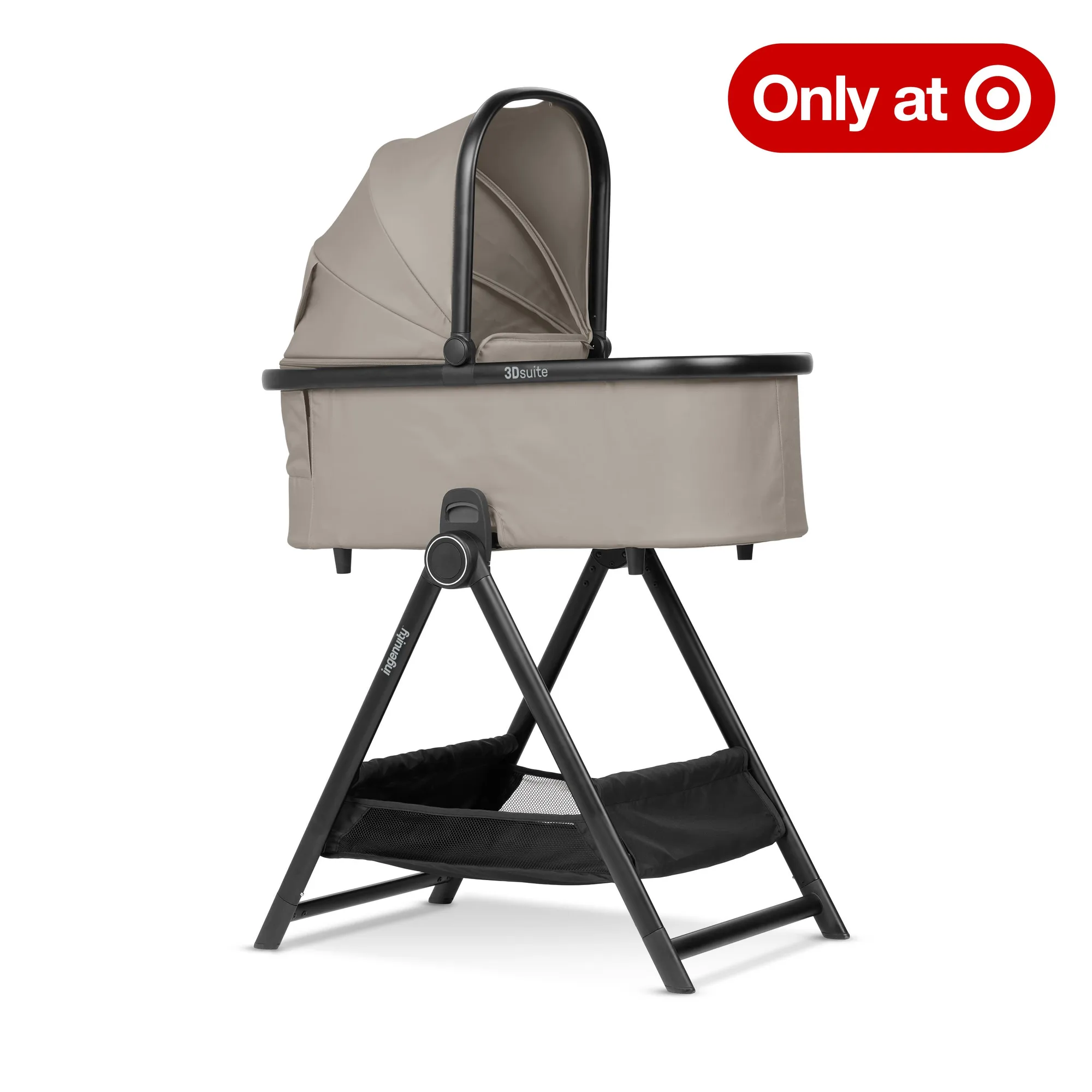 Ingenuity 3DSuite DualDock Carry Cot Stand Folding Bassinet Stand with Storage Basket