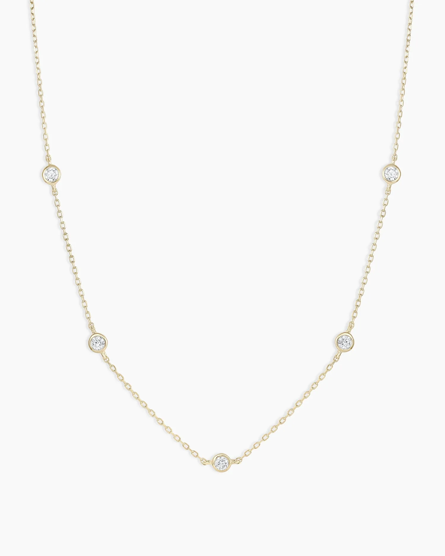 14K Classic Five Diamond Necklace