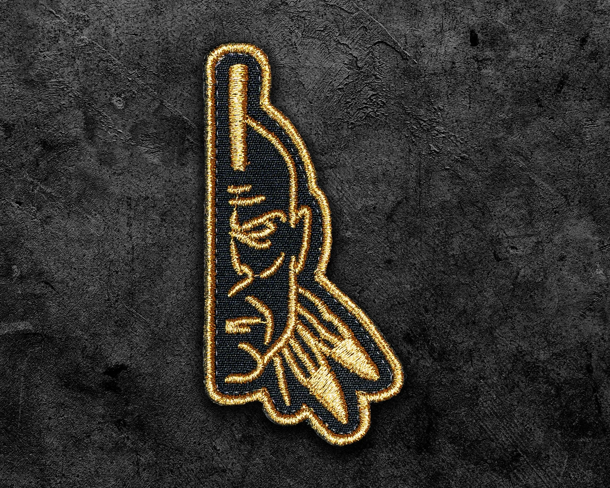 Half Face Embroidered Velcro Patch (Metallic Gold)