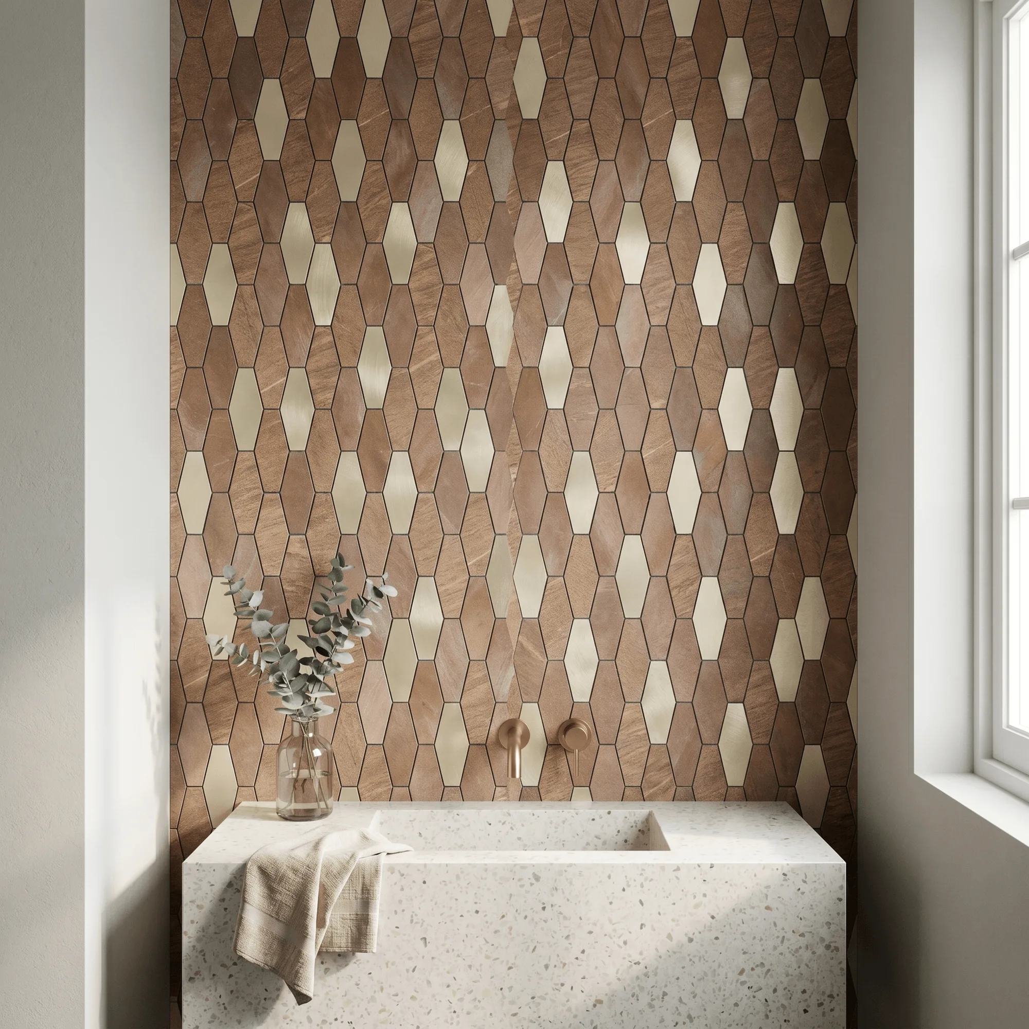 Peel and Stick Backsplash | Picket Brown | 11.81×11.81"