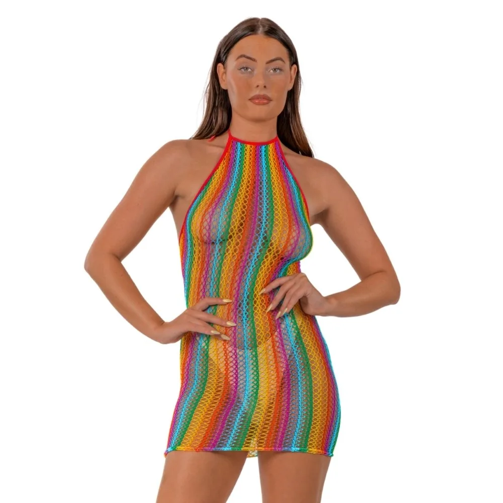 How to Style a Rainbow Halter Neck Dress for Night Out