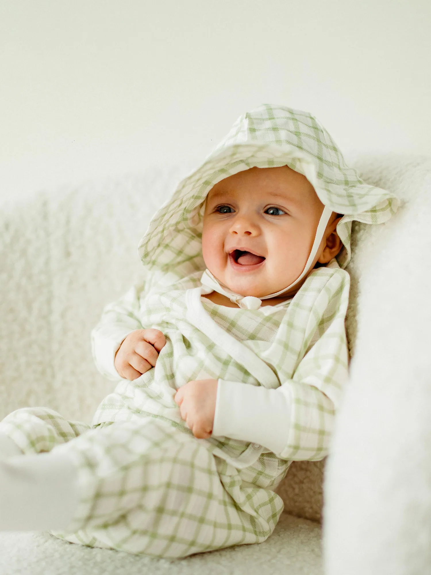 Muslin - Sunhat - Sage Windowpane