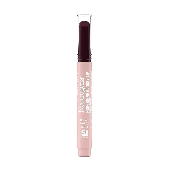 Neutrogena High Shine Glossy Lip, Nourishing Lip Gloss with Maracuja Oil, Antioxidant Vitamin E & Vitamins, Non-Retractable, Buildable Pigmented Color, Black Dahlia, 0.07 Oz