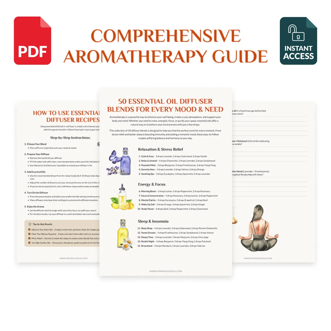 PDF-Leitfaden mit 50 Rezepten für ätherische Öle & 30-Tage-Aromatherapie-Guide gegen Stress