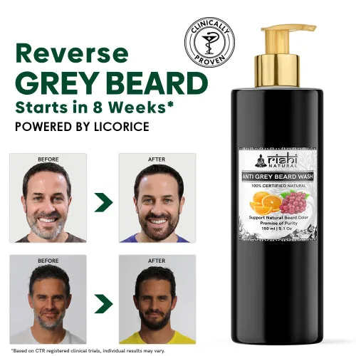 Lavaggio Antigrigio per Barba – Naturale Certificato – Per l'Ingrigimento Prematuro della Barba, Ripristina il Colore Naturale