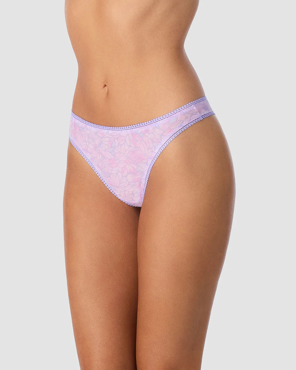 Triple Mesh Hip G Thong Underwear - Watercolor Petals