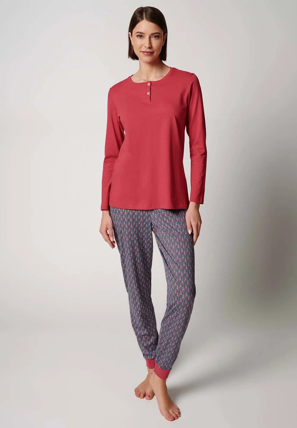 Casual at Home Pyjama lang | garnet rose 010403-01H422