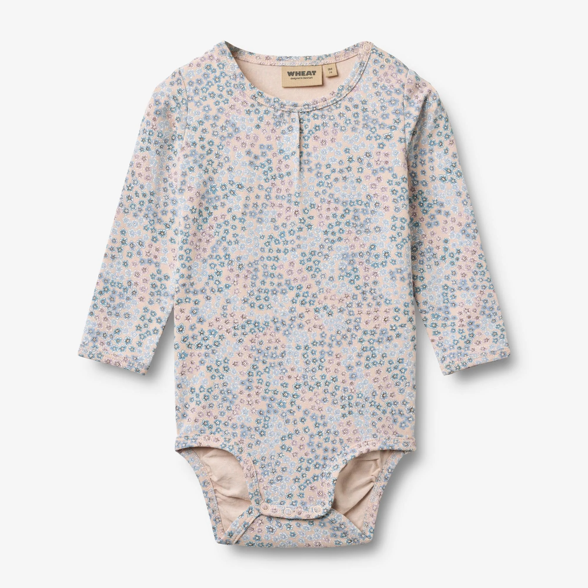 Langærmet Body Liv - powder blue flowers