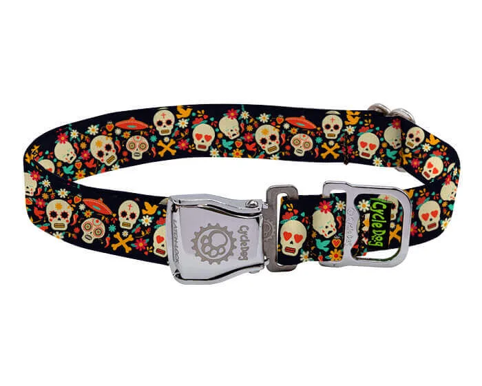 Ecoweave Sugar Skulls Dog Collar