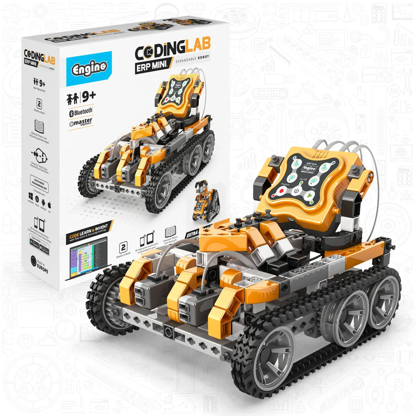 Engino 코딩 랩 – ERP MINI, 9세 이상 STEM 로봇 키트 (2개 로봇 모델)