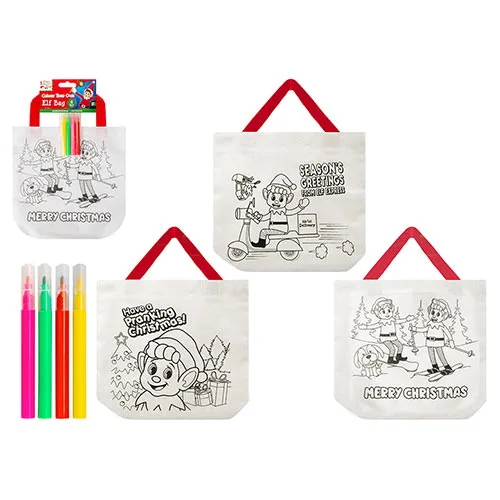 Mini sac fourre-tout lutin farceur à colorier