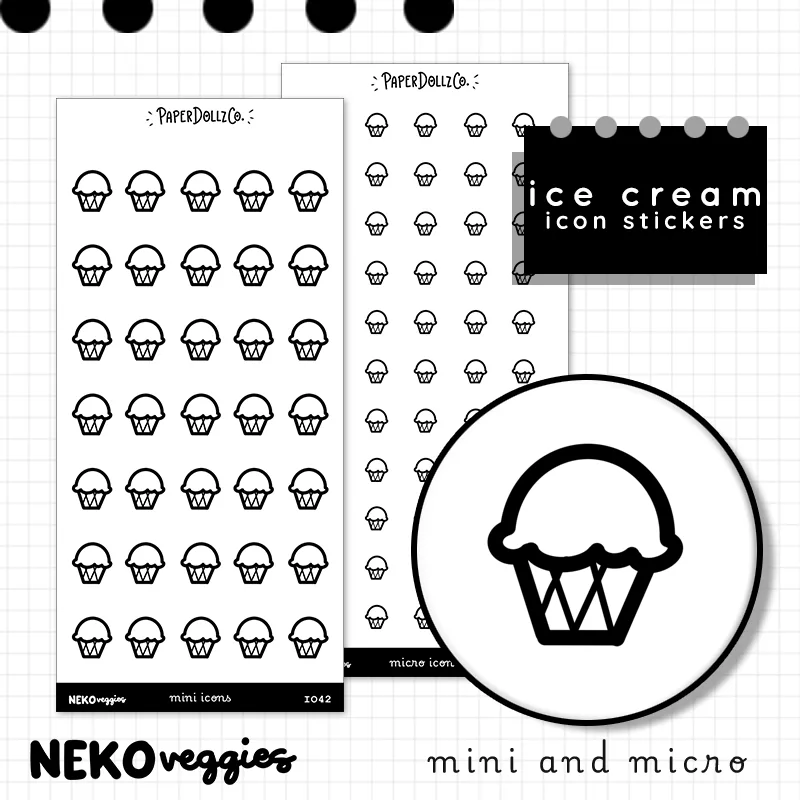 Ice Cream Icon Stickers for Quick Daily Logs