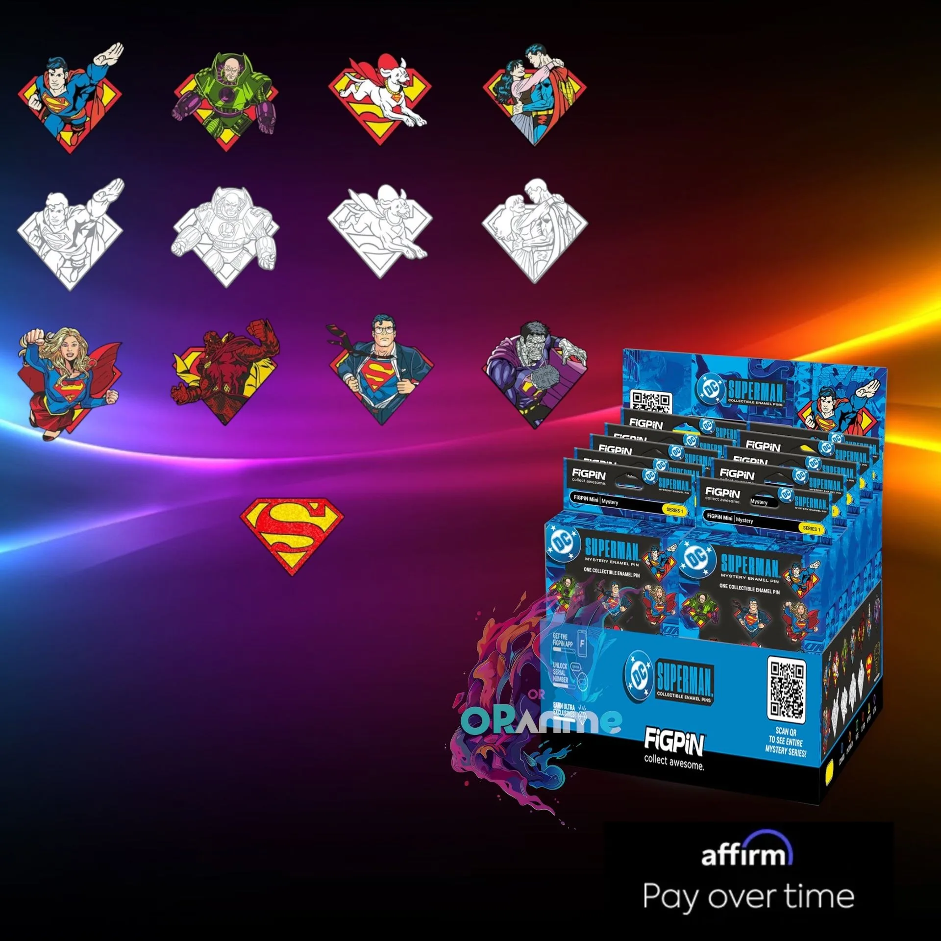 FiGPiN - Épingle Mystère Mini Série 1 - Superman Classique - Coffret de 10 Épingles en Émail