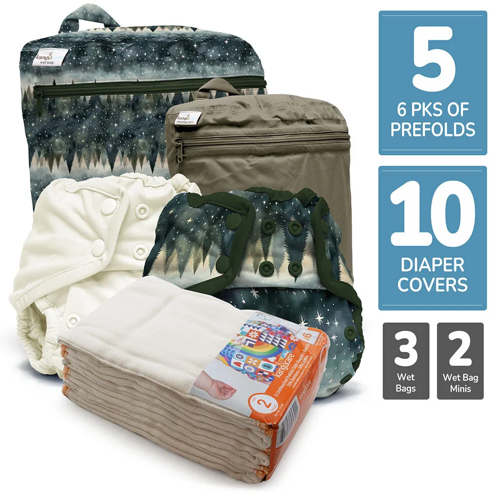 Retro Super - One Size Prefold Cloth Diaper Bundle - Size 2