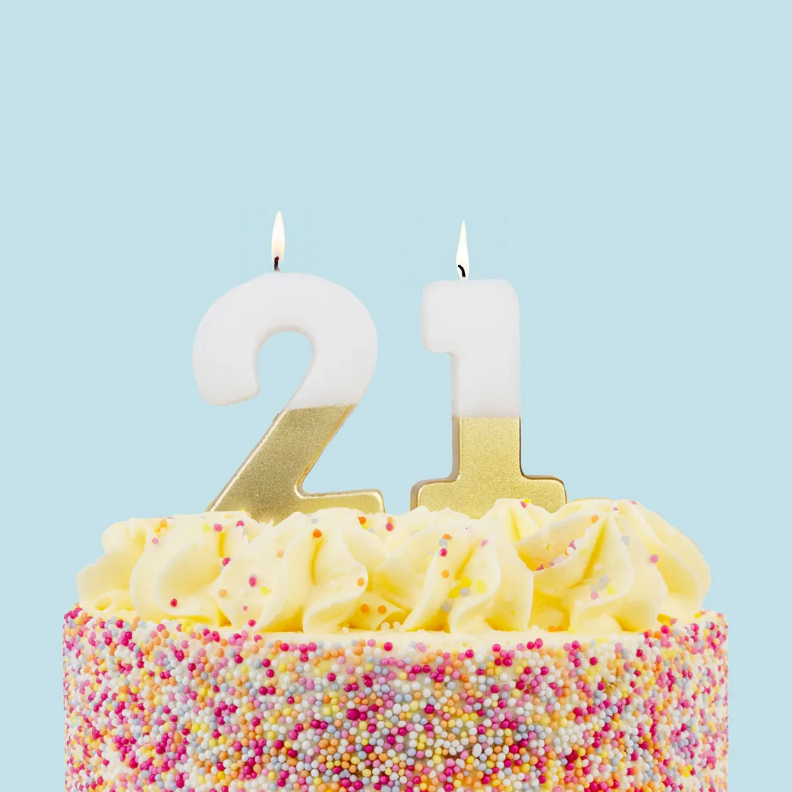 White & Gold Birthday Number Candle - 21