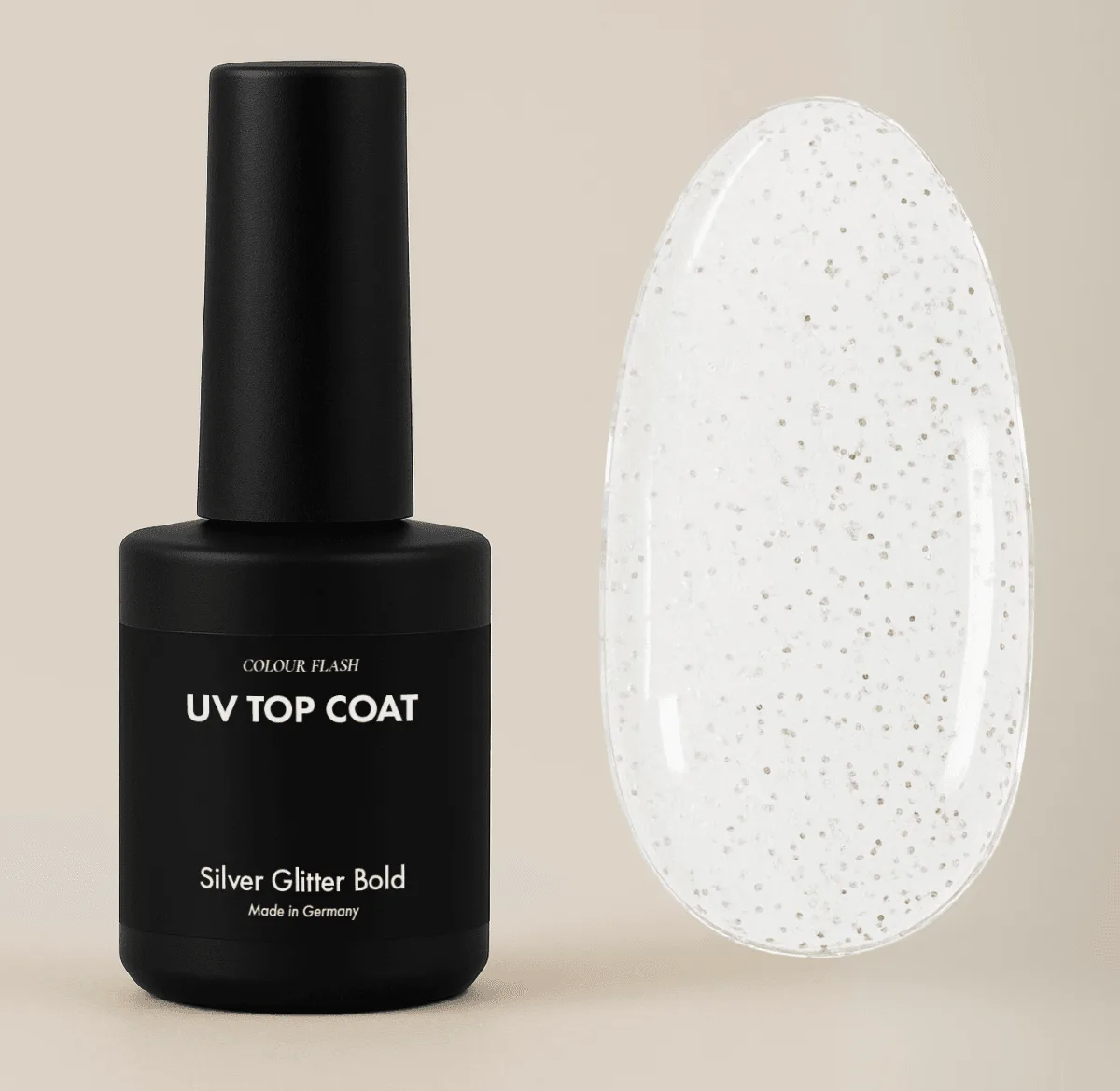UV Top Coat: Silver Glitter Bold