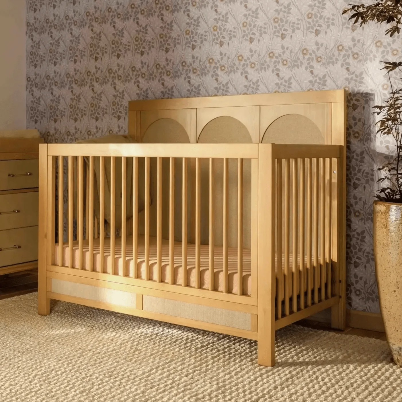 Namesake - Eloise 4-in-1 Convertible Crib - Honey & Performance Sand Eco-Weave