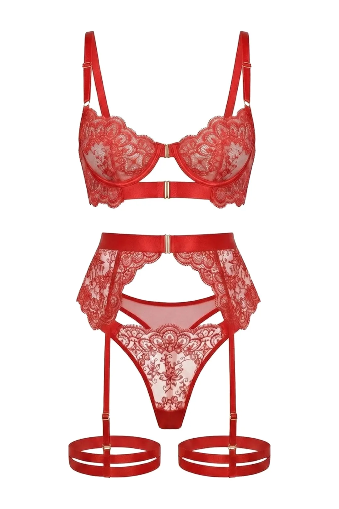 Nicola 3pc Lingerie Set | Red