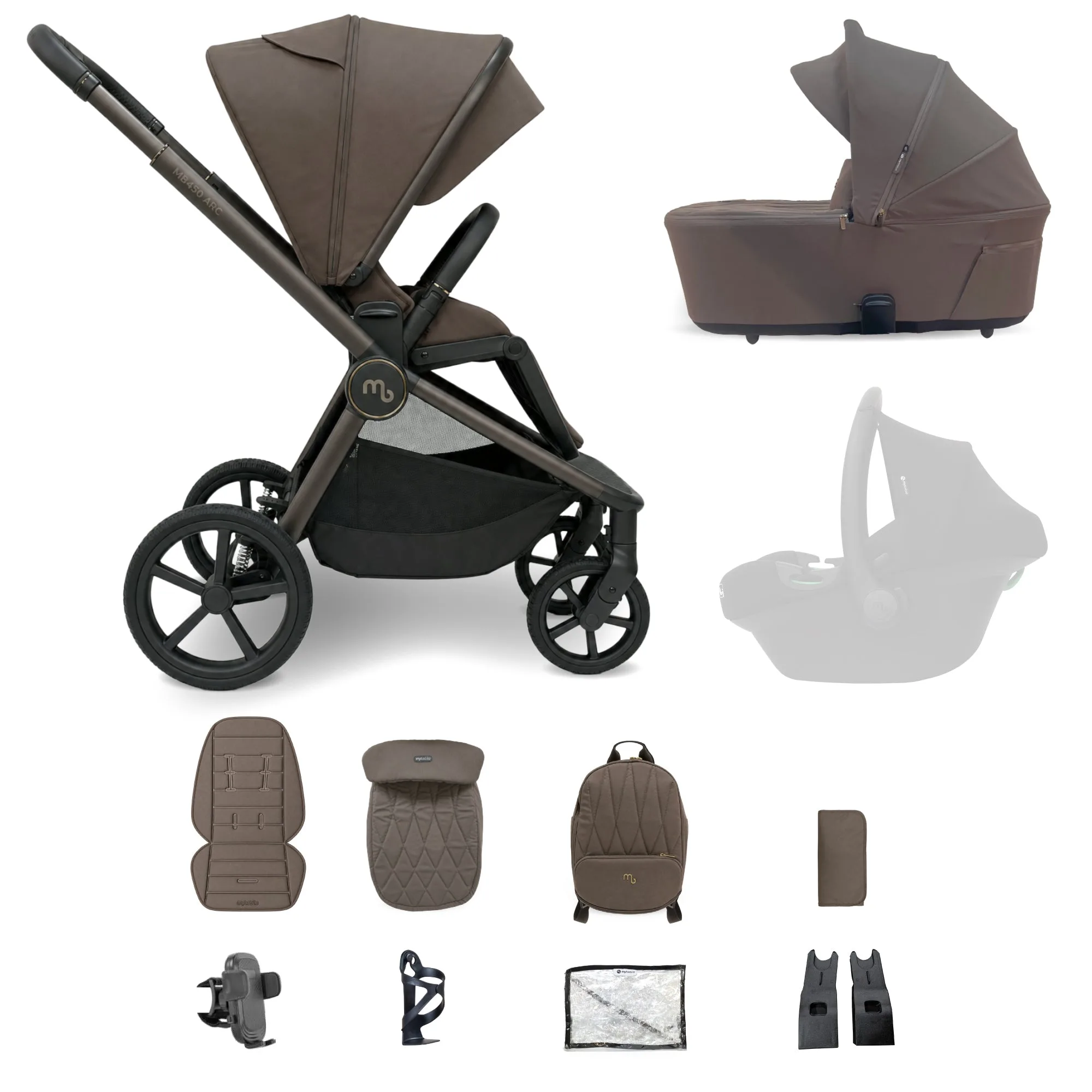 Cochecito 2 en 1 MB450 ARC y capazo plegable - Mocha Atelier