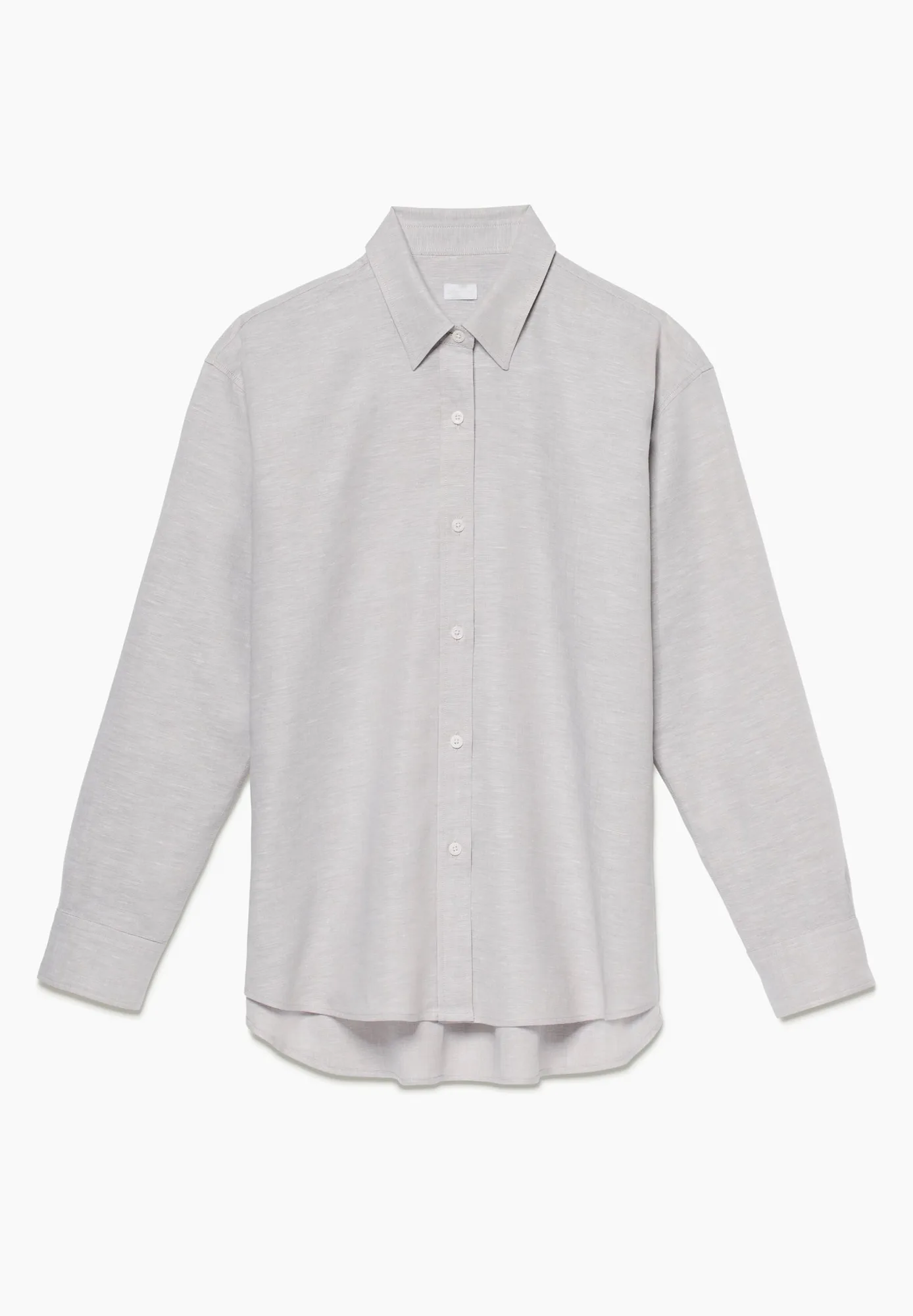 Linen Blend | 全開襟長袖襯衫 - 石色