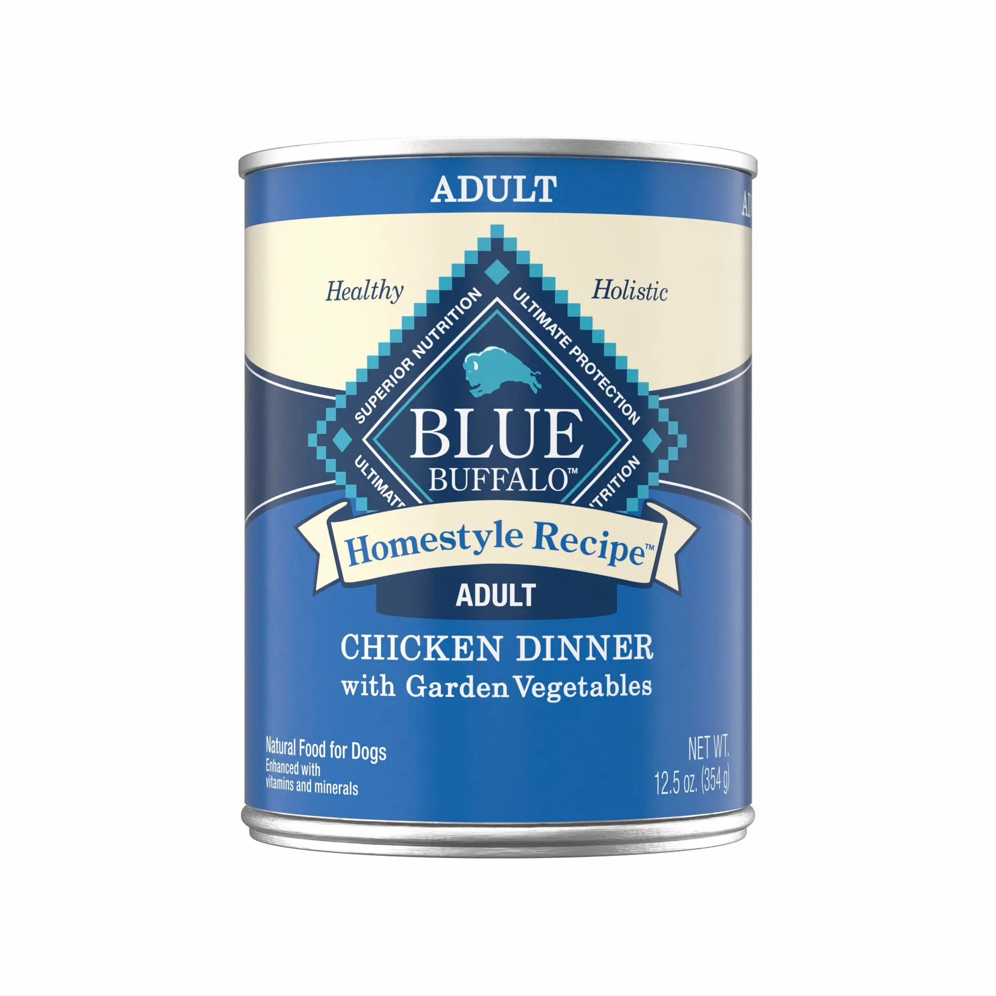 Blue Buffalo Homestyle Recipe Adult Wet Dog Food, Made with Natural Ingredients, Chicken Dinner With Garden Vegetables, 12.5-oz. Can