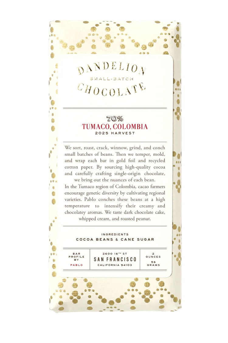 Tumaco, Colombia 70% Single-Origin Chocoladereep